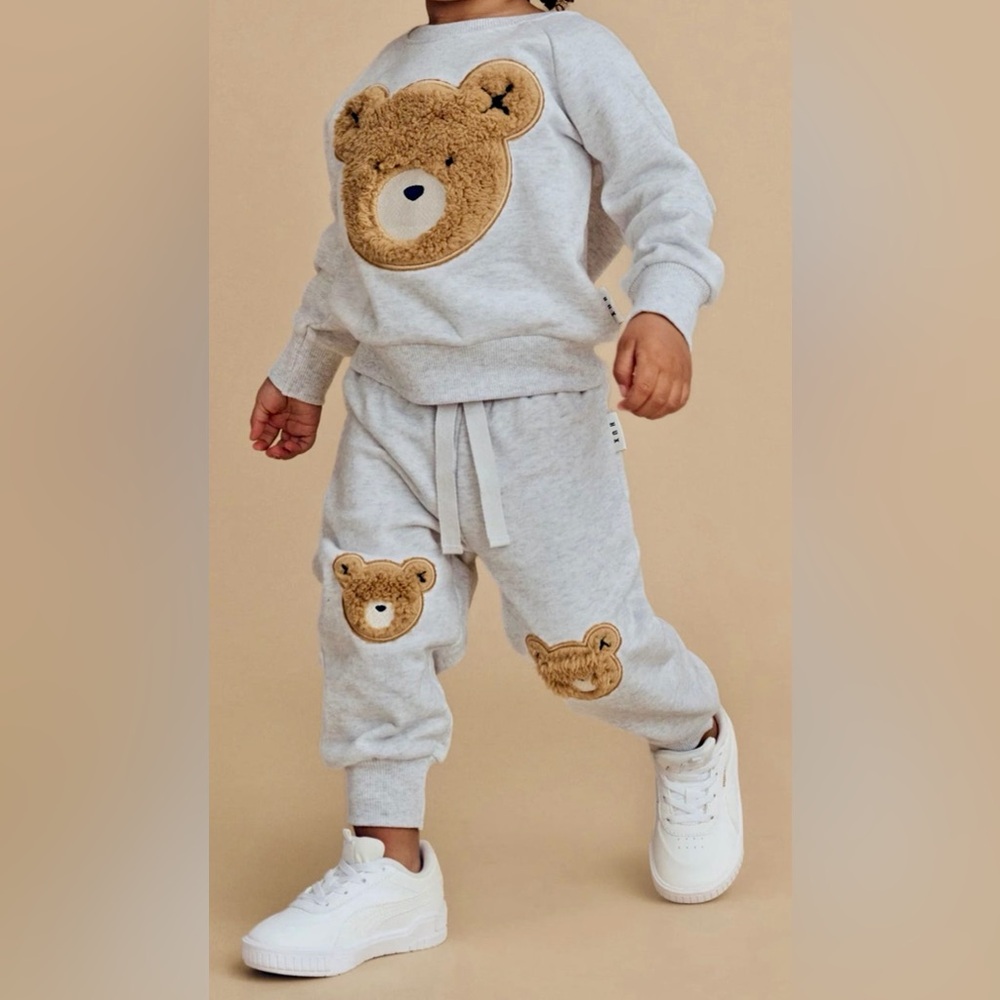 HUXBABY GREY FURRY HUXBEAR SWEATSHIRT AND PANT